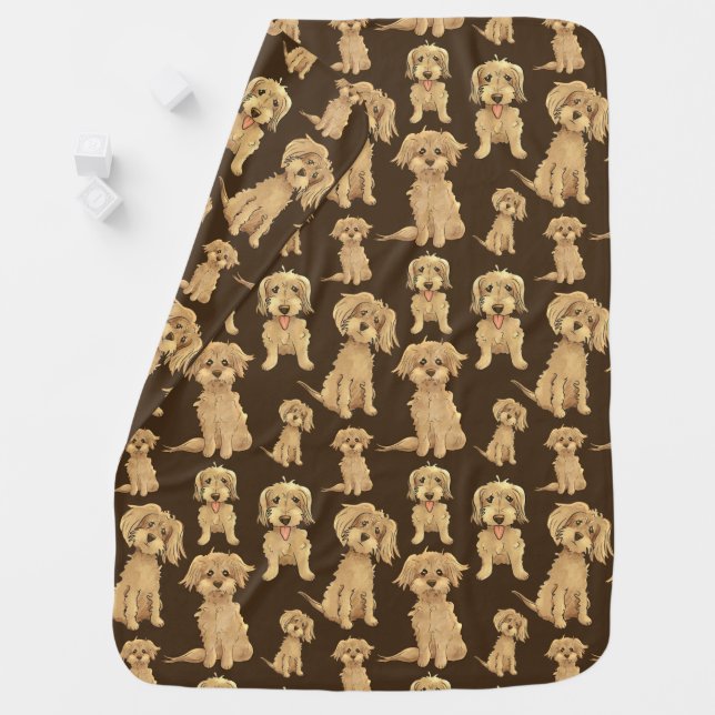 Dog Pattern Brown labradoodle goldendoodle Dog Baby Blanket (In Situ)