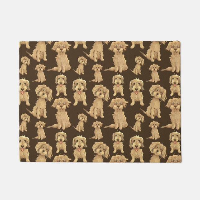 Dog Pattern Brown labradoodle goldendoodle Doormat (Front)