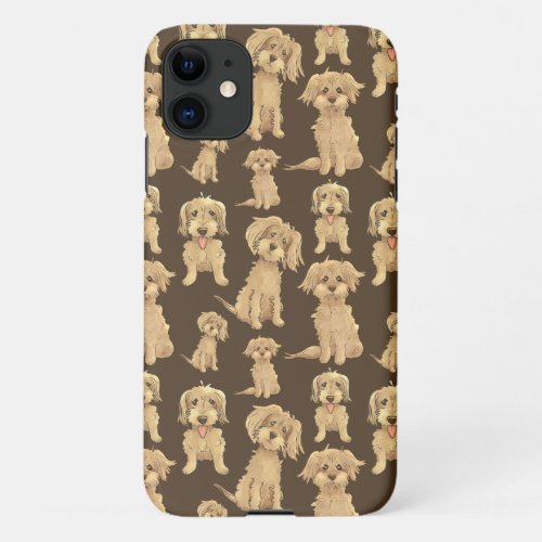 Dog Pattern Brown labradoodle goldendoodle iPhone 11 Case