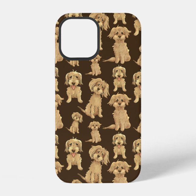Dog Pattern Brown labradoodle goldendoodle Iphone Case (Back)