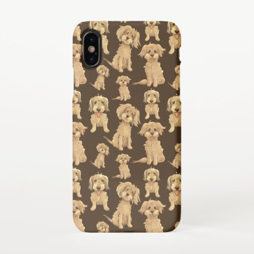 Dog Pattern Brown labradoodle goldendoodle iPhone X Case