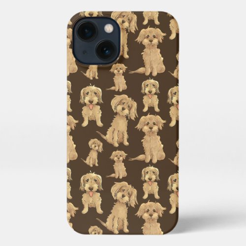 Dog Pattern Brown labradoodle goldendoodle iPhone  iPhone 13 Case