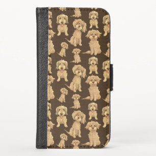 Dog Pattern Brown labradoodle goldendoodle iPhone X Wallet Case