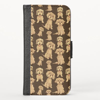 Dog Pattern Brown labradoodle goldendoodle iPhone X Wallet Case