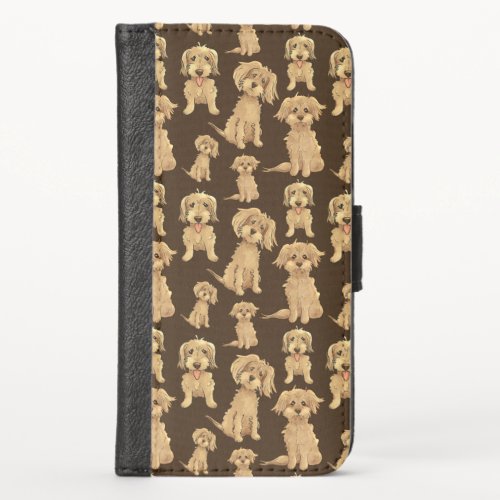 Dog Pattern Brown labradoodle goldendoodle iPhone X Wallet Case