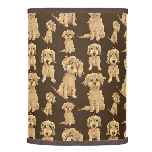 Dog Pattern Brown labradoodle goldendoodle Lamp Shade (Right)