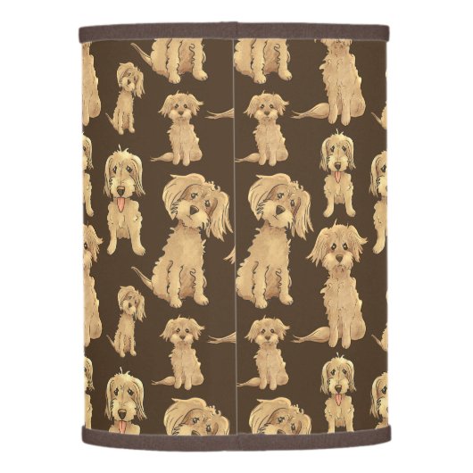 Dog Pattern Brown labradoodle goldendoodle Lamp Shade (Back)