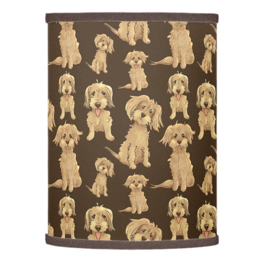 Dog Pattern Brown labradoodle goldendoodle Lamp Shade (Left)