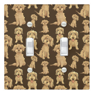 Dog Pattern Brown labradoodle goldendoodle Light Switch Cover