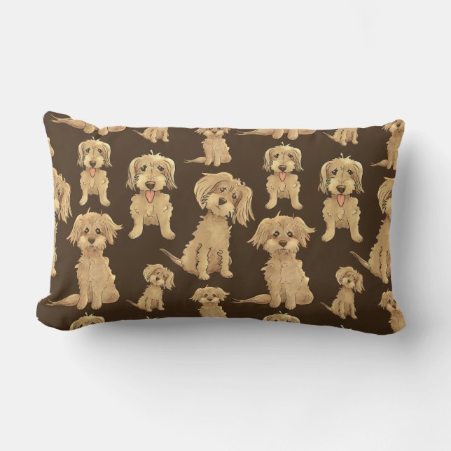 Dog Pattern Brown labradoodle goldendoodle Lumbar Pillow (Front)