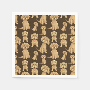 Dog Pattern Brown labradoodle goldendoodle Napkins