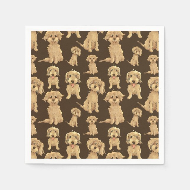 Dog Pattern Brown labradoodle goldendoodle Napkins (Front)