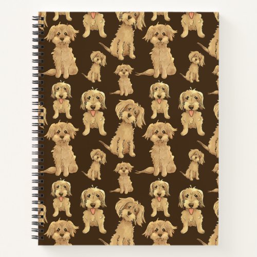 Dog Pattern Brown labradoodle goldendoodle Notebook