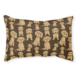 Dog Pattern Brown labradoodle goldendoodle Pet Bed