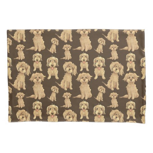 Dog Pattern Brown labradoodle goldendoodle Pillow Case