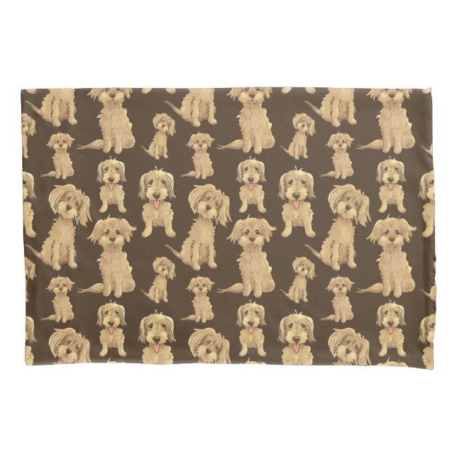 Dog Pattern Brown labradoodle goldendoodle Pillow Case (Front)