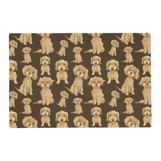 Dog Pattern Brown labradoodle goldendoodle Placemat (Front)