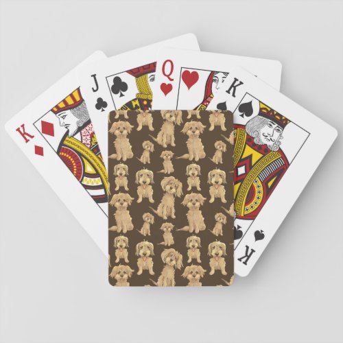 Dog Pattern Brown labradoodle goldendoodle Playing Cards