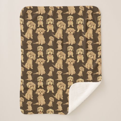 Dog Pattern Brown labradoodle goldendoodle Sherpa Blanket