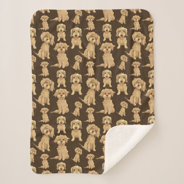 Dog Pattern Brown labradoodle goldendoodle Sherpa Blanket (Front)