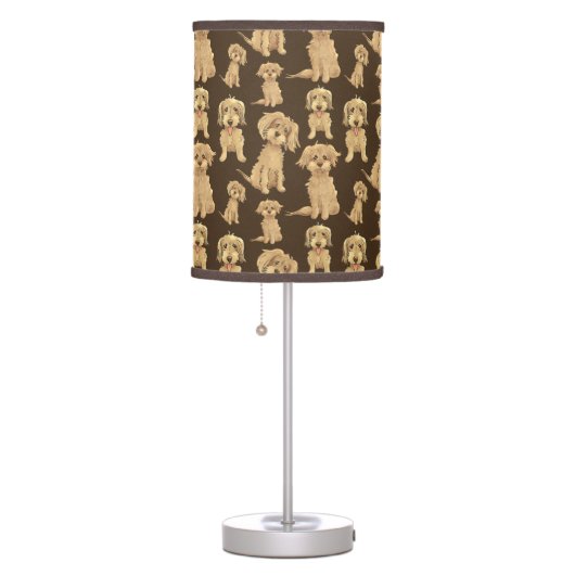 Dog Pattern Brown labradoodle goldendoodle Table Lamp (Right)