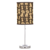 Dog Pattern Brown labradoodle goldendoodle Table Lamp (Back)