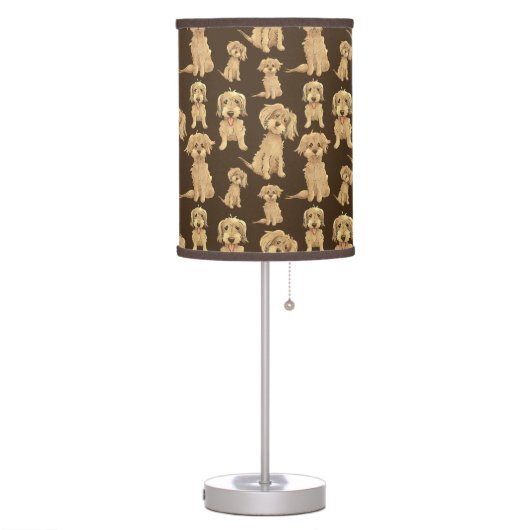 Dog Pattern Brown labradoodle goldendoodle Table Lamp (Left)