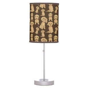 Dog Pattern Brown labradoodle goldendoodle Table Lamp