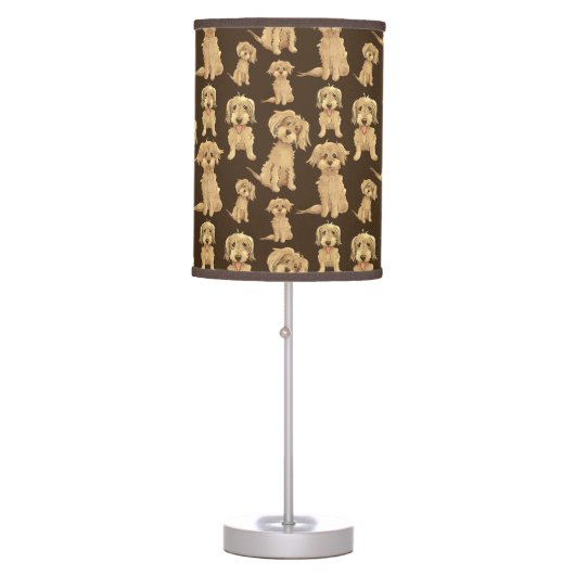 Dog Pattern Brown labradoodle goldendoodle Table Lamp (Front)
