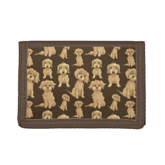 Dog Pattern Brown labradoodle goldendoodle Trifold Wallet