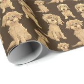 Dog Pattern Brown labradoodle goldendoodle Wrapping Paper (Roll Corner)