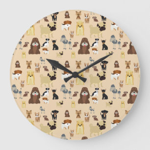 dog pattern large clock