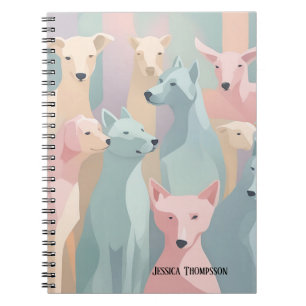 Dog Pattern Pastel Colors Minimalist Illustration Notebook