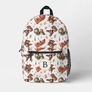 DOG PATTERN PAW PRINTS AND DOG BONES PATTERN NAME PRINTED BACKPACK