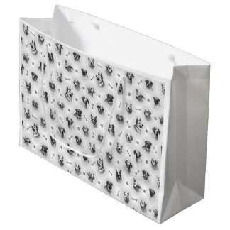 Dog pattern with bones and paw prints large gift bag