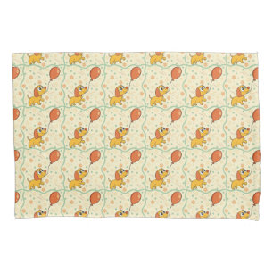 Dog Pattern with Red Balloons Pillow Case