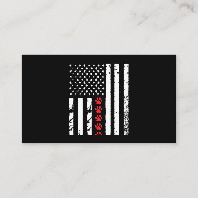 Dog Paw American Flag Business Card (Front)
