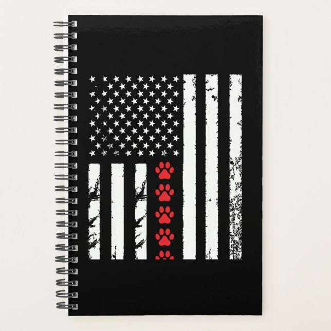 Dog Paw American Flag Planner (Front)