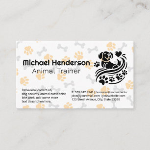 Dog Paw and Doggie Bone Patterns Pet Store Business Card