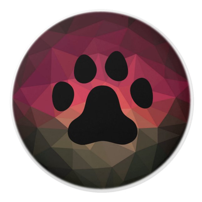 Dog paw, animal footprint, cat foot  ceramic knob (Front)