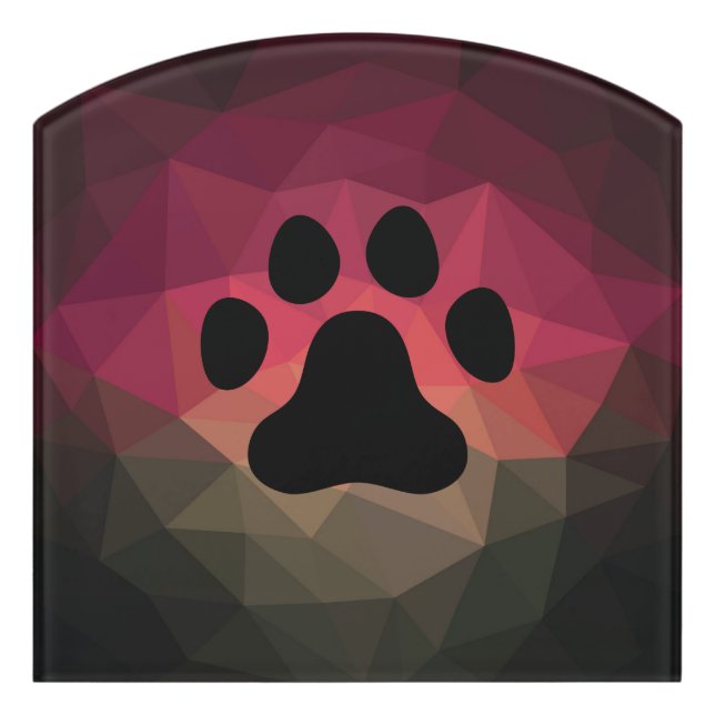 Dog paw, animal footprint, cat foot  door sign (Contour Front)