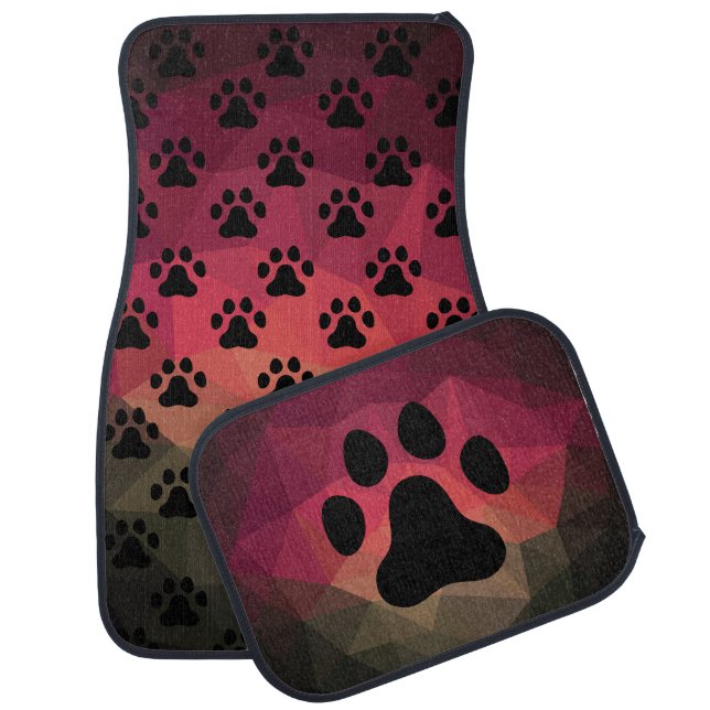 Dog paw, animal footprint, cat pet animal  car floor mat (Set)