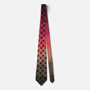 Dog paw, animal footprint, cat pet animal  favor b neck tie