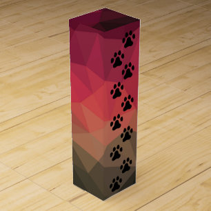 Dog paw, animal footprint, cat pet animal favor b wine box