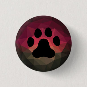 Dog paw, animal footprint colorful design golf ba button