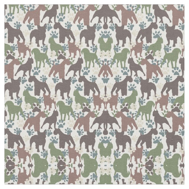 Dog Paw Animal Print Camouflage Camo Pattern Fabric (Close Up)