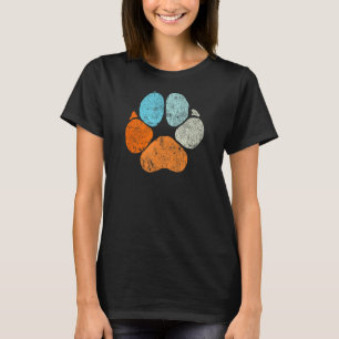 Dog Paw Big Print - Pets Animals Lover Retro Vinta T-Shirt