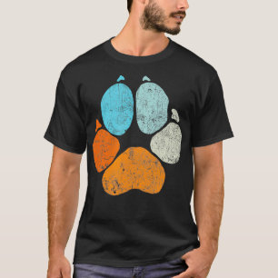Dog Paw Big Print Pets Animals Lover Retro Vintage T-Shirt