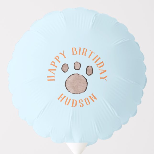 Dog Paw Birthday Party Balloon Personalized (Front)