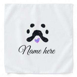 Dog paw black pet add name text animal paw photo bandana